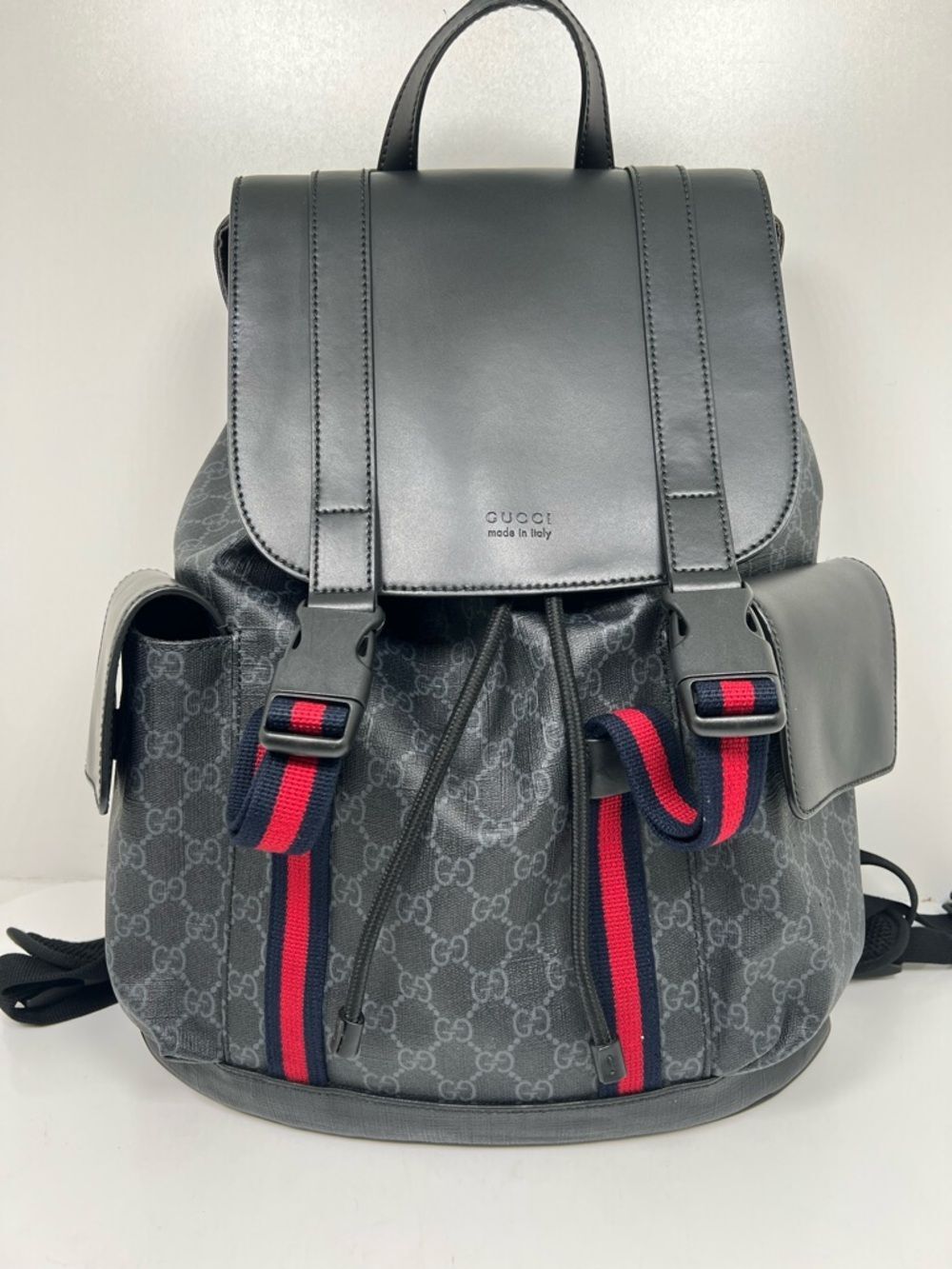 Gucci GG Supreme Men's Canvas Backpack in Black